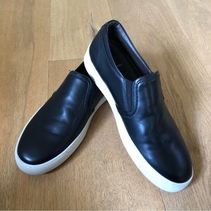 Bruno Magli Black Leather Slip-On Sneakers